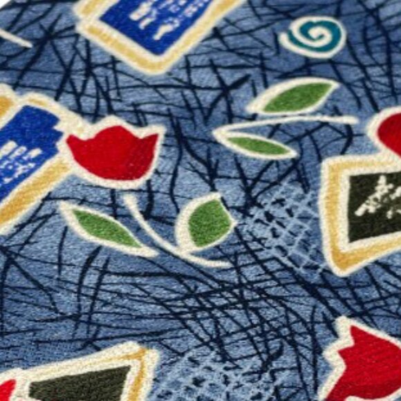 Bill Blass Silk Tie Abstract Art Floral Roses Flowers Blue Red Green - Picture 3 of 6